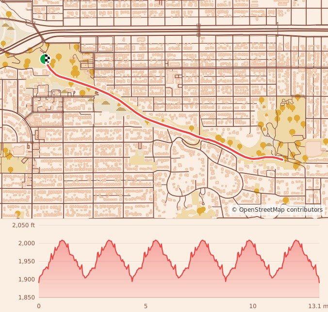 Holiday 5K, 10K, & 13.1M at Spokane, WA - Half Marathon course map and elevation profile