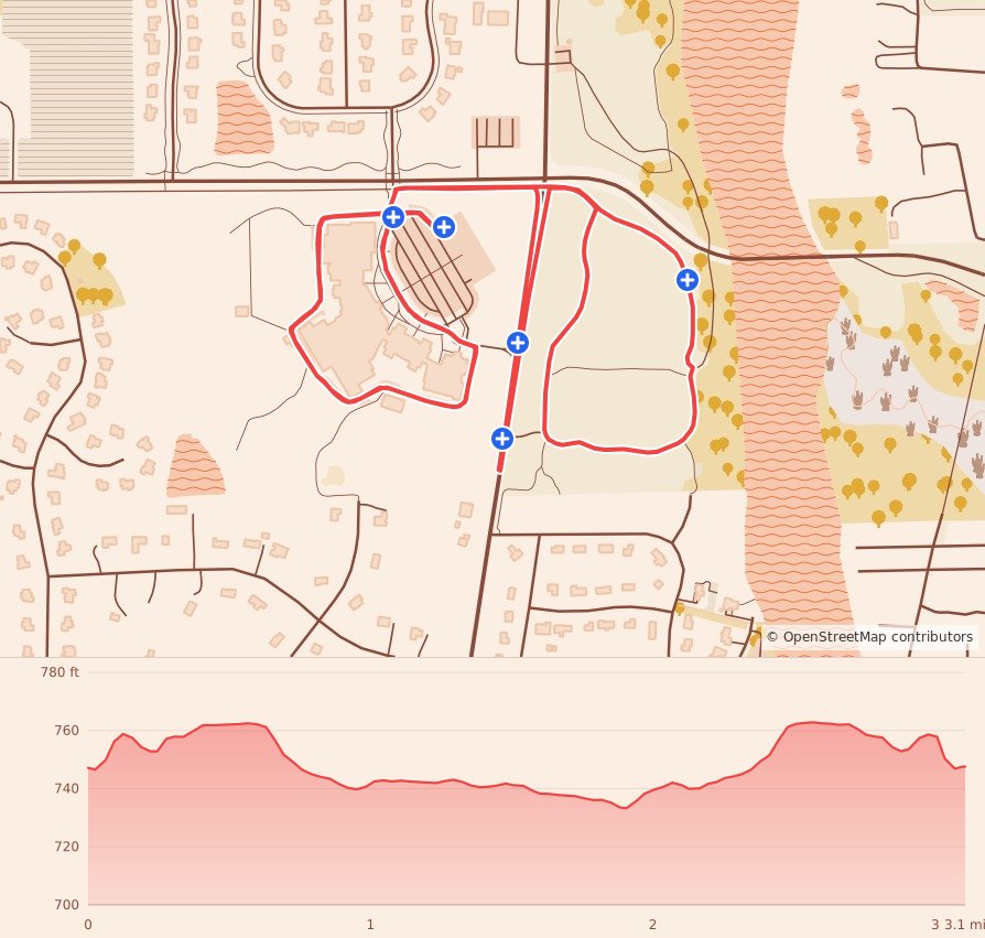 St. Charles Turkey Trot 5K - 5K course map and elevation profile