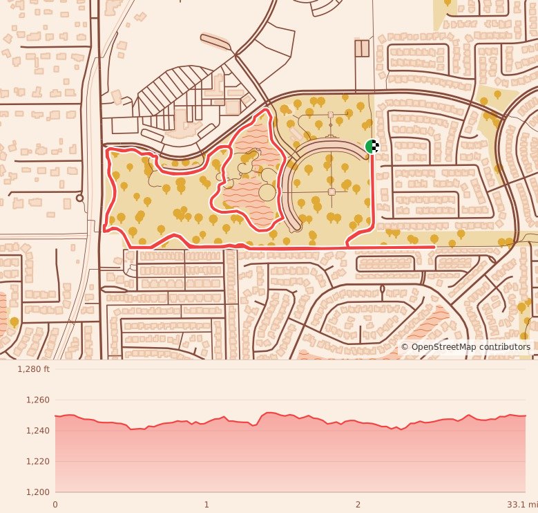 The Space In Between 5K Family Fun Day - 5K course map and elevation profile