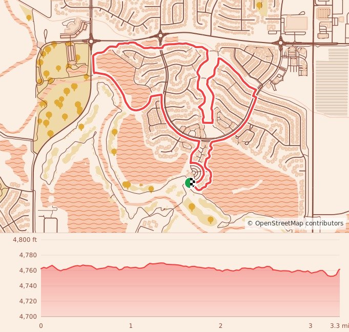 Pelican Lakes Turkey Trot - 5K course map and elevation profile