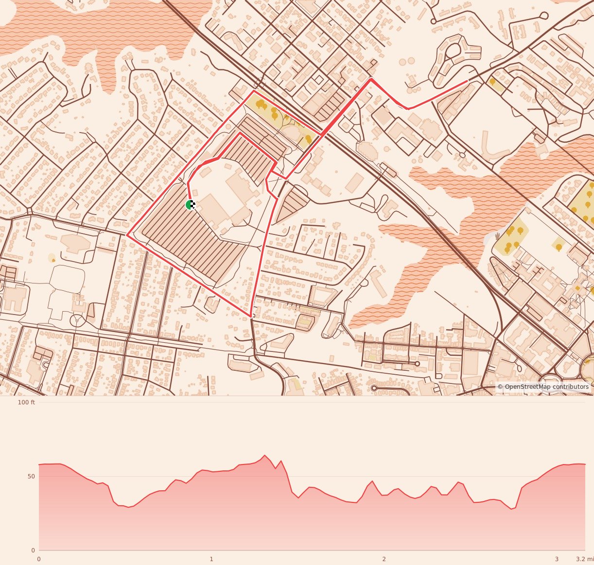 Naptown Half Marathon & 10K/5K - 5K course map and elevation profile